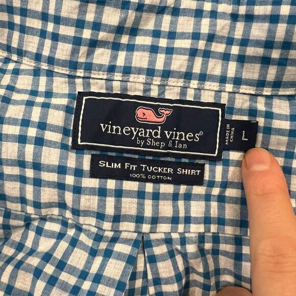 Vineyard vines blue checkered slim fit tucker shirt - Picture 3 of 10